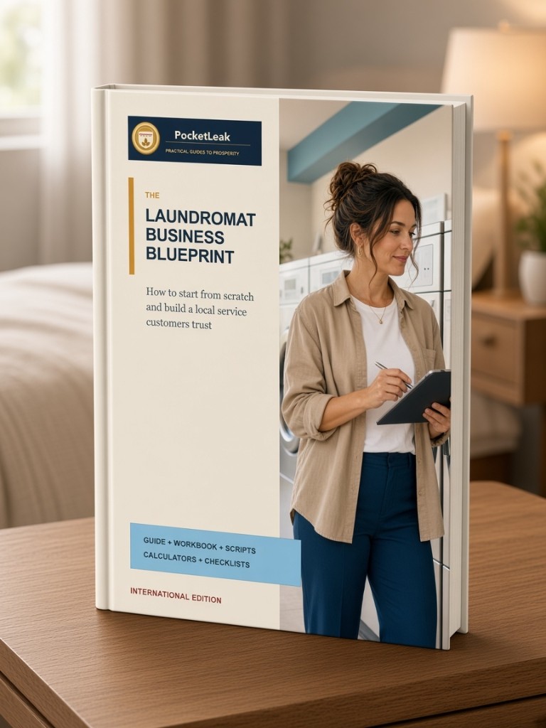 The Laundromat Business Blueprint 3D Hardcover Book Mockup