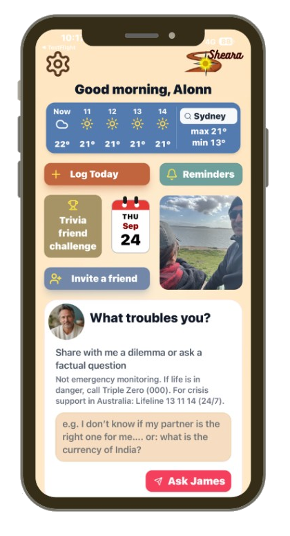 Sheara app displayed inside a realistic rounded iPhone mockup